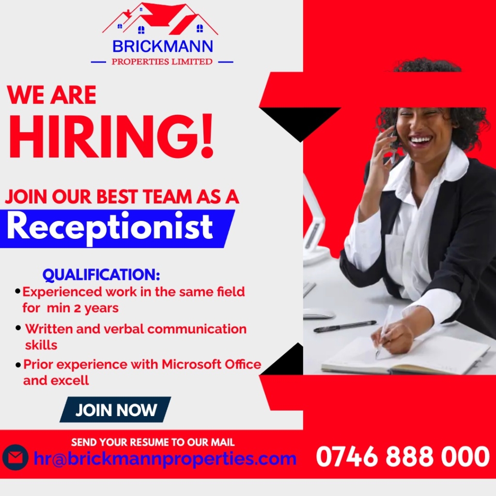Jobs in Kenya Receptionist job
